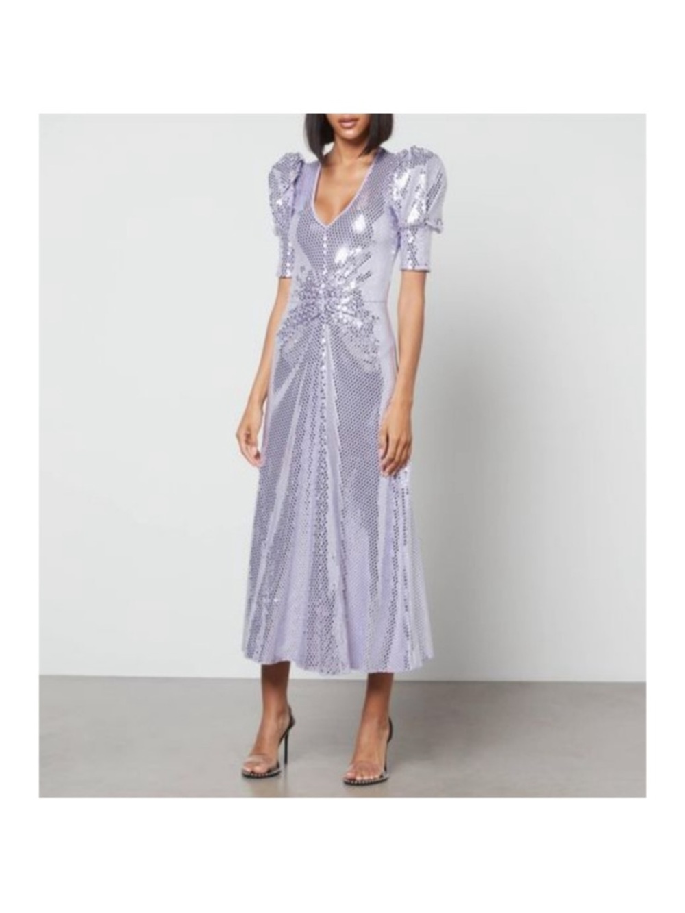 ROTATE Birger Christensen
Sierina Sequin Puff Sleeve Ruched
Dress Lavender 6